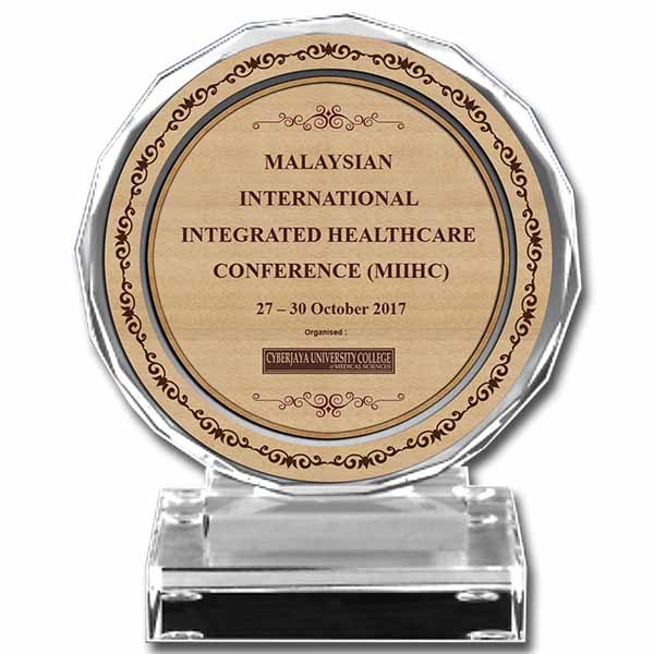 Unique Trophy Plaque Award 2D Wood Veneer Combination WC6233 Crystal