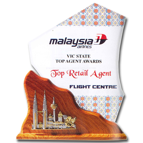 Unique Trophy Plaque Award 2D Wood Veneer Combination WC6228 Crystal